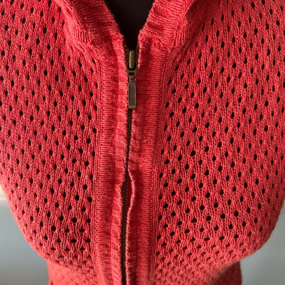 Eddie Bauer Red Knit Hooded Sweater - Picture 3 of 6